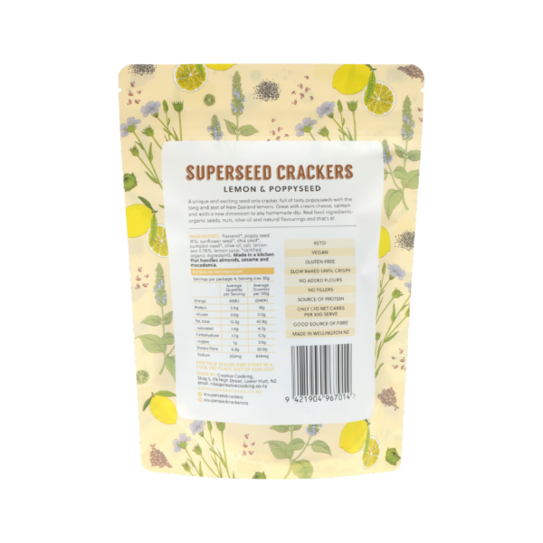 Superseed Crackers, Lemon & Poppyseed Nutritional Information